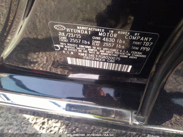 2016 HYUNDAI SONATA HYBRID LIMITED VIN: KMHE34L17GA020075