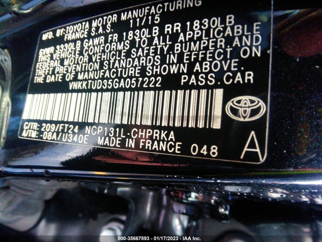 2016 Toyota Yaris, VIN: VNKKTUD35GA057222