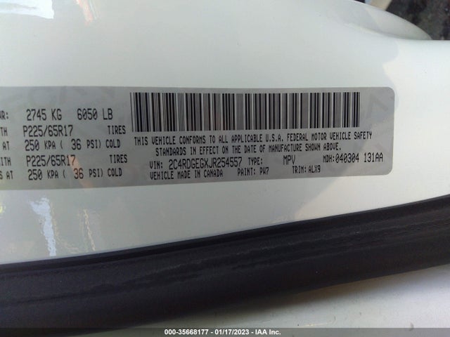 Dodge Grand Caravan Gt 2018 2C4RDGEGXJR254557 Image 9