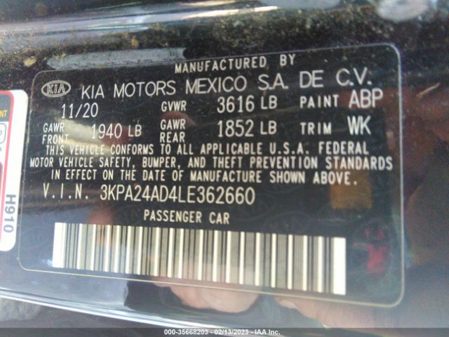3KPA24AD4LE362660 KIA RIO LX