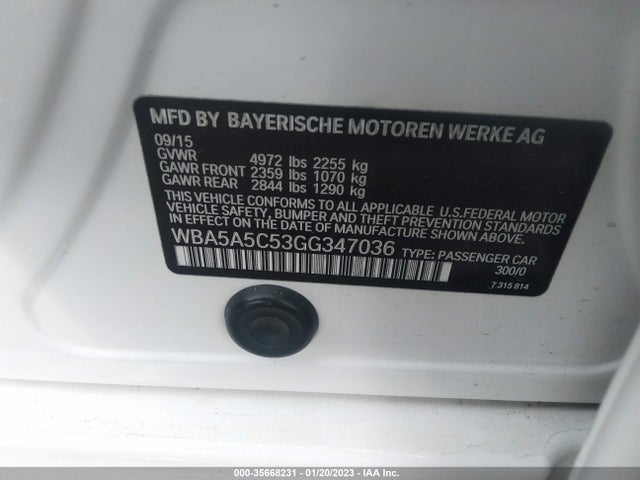 BMW 5 Series 528i 2016 WBA5A5C53GG347036 Image 9