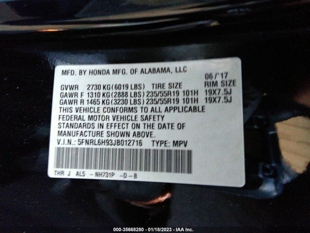 Honda Odyssey Elite 2018 5FNRL6H93JB012716 Image 9