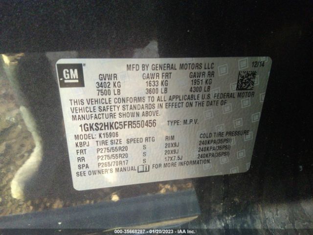 1GKS2HKC5FR550456 GMC Yukon Xl Slt