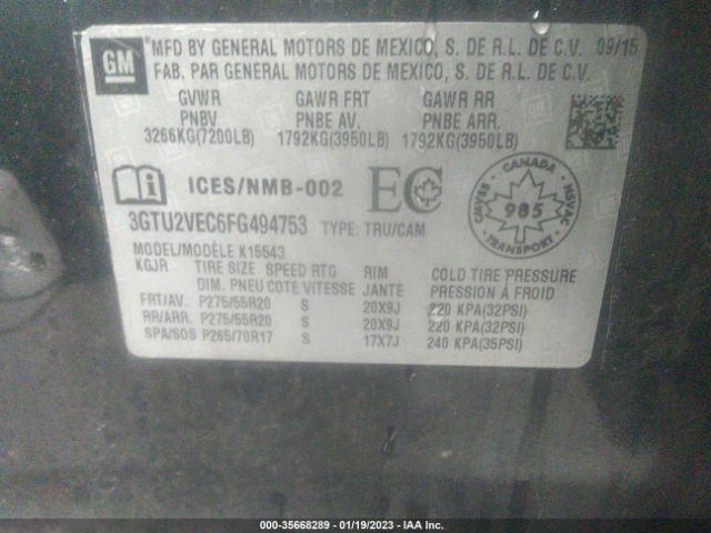 3GTU2VEC6FG494753 GMC Sierra 1500 Slt