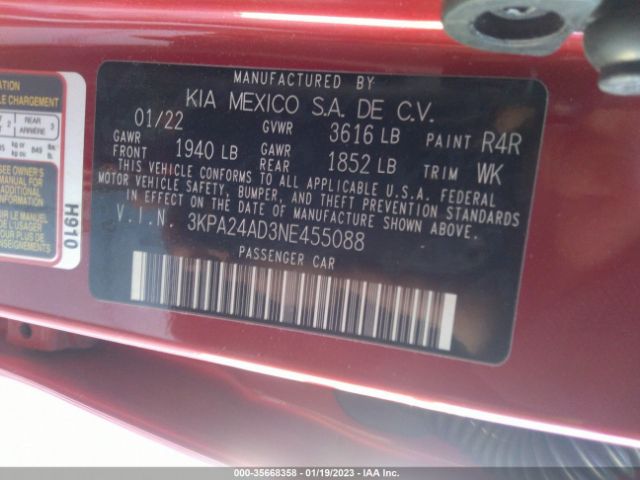 3KPA24AD3NE455088 KIA Rio