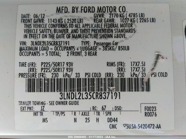 Lincoln MKZ HYBRID 2012 3LNDL2L35CR837191 Image 9