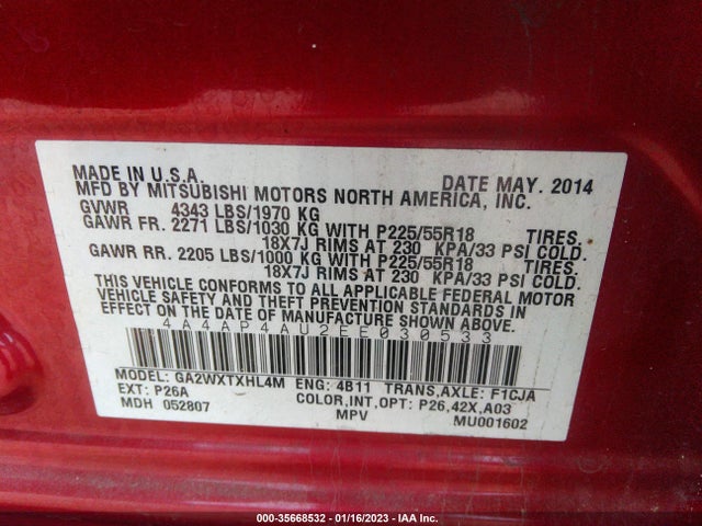 Mitsubishi Outlander Sport Se 2014 4A4AP4AU2EE030533 Image 10