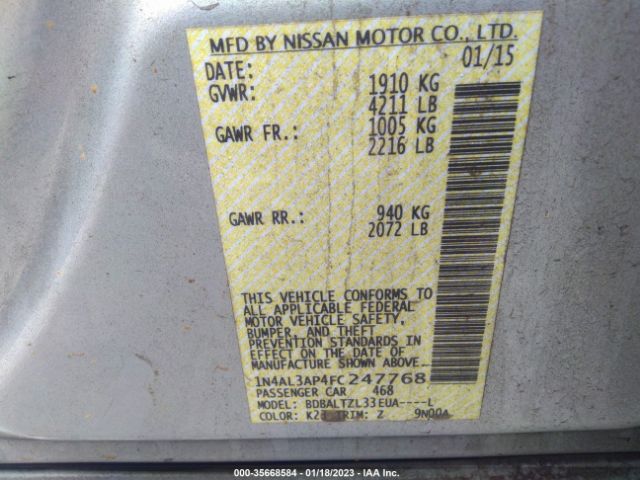1N4AL3AP4FC247768 Nissan Altima 2.5 Sl