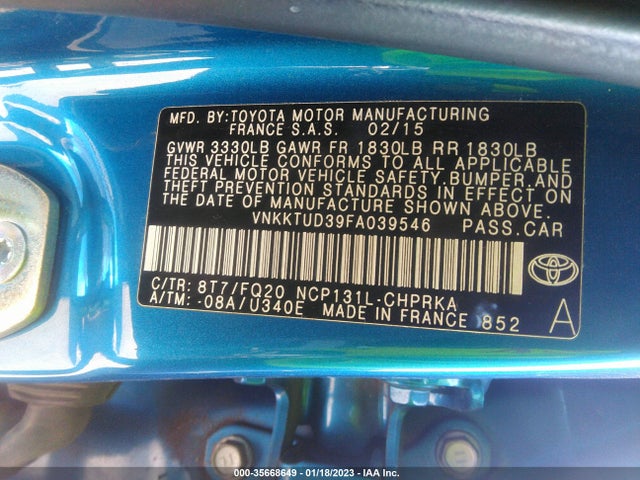 2015 Toyota Yaris, VIN: VNKKTUD39FA039546