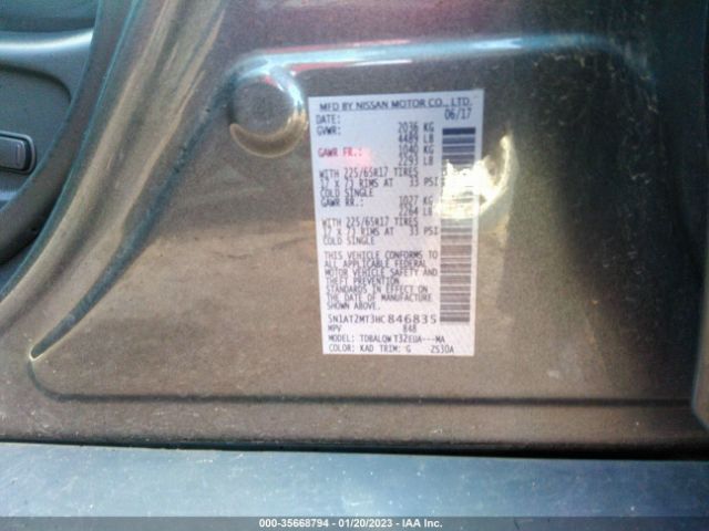 5N1AT2MT3HC846835 Nissan ROGUE SV