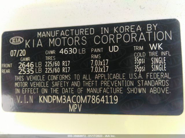 KNDPM3AC0M7864119 KIA Sportage Lx