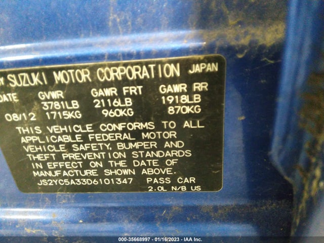 JS2YC5A33D6101347 Suzuki SX4 LE