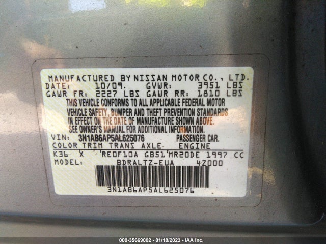 2010 NISSAN SENTRA 2.0 S VIN: 3N1AB6AP5AL625076