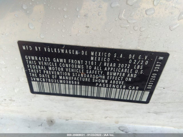 3VWCB7BU2LM038599 Volkswagen Jetta S/se/r-line