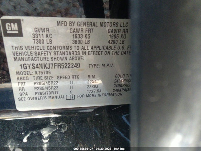 2015 Cadillac Escalade, VIN: 1GYS4NKJ7FR522249
