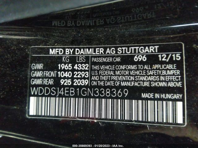 WDDSJ4EB1GN338369 Mercedes-Benz Cla Cla 250