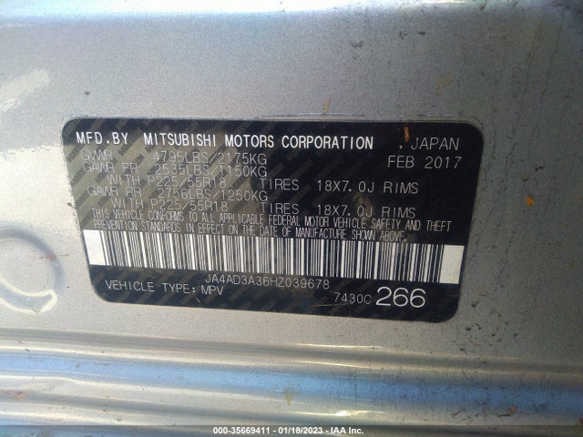 JA4AD3A36HZ039678 Mitsubishi Outlander Se/sel