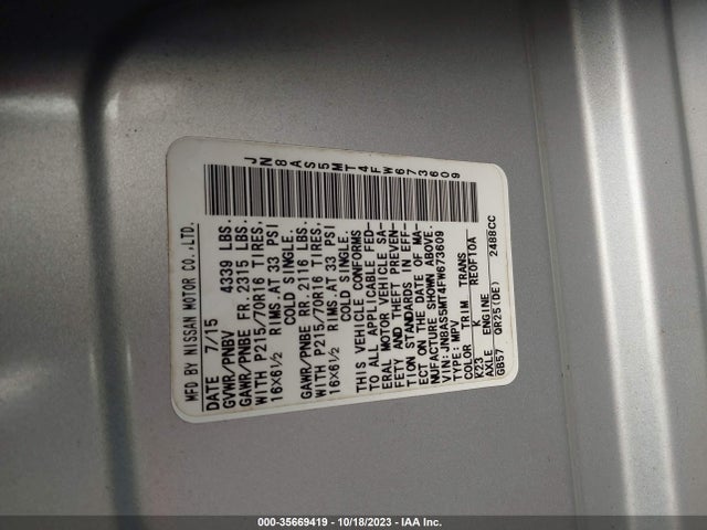 Nissan Rogue Select S 2015 JN8AS5MT4FW673609 Image 9