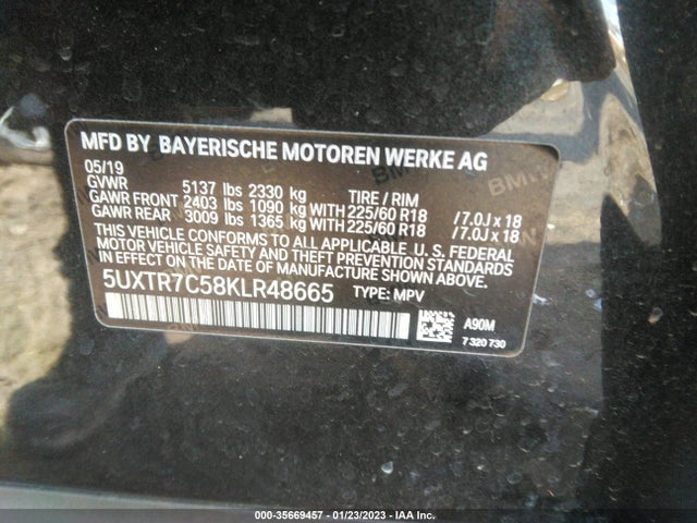 BMW X3 Sdrive30i 2019 5UXTR7C58KLR48665 Image 9