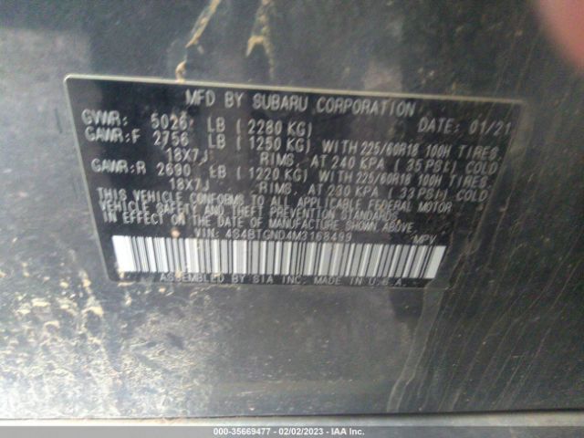 4S4BTGND4M3168499 Subaru Outback Limited Xt