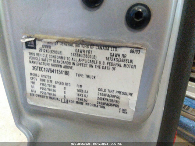 GMC Sierra 1500 Sle 2004 2GTEC19V541134188 Image 10