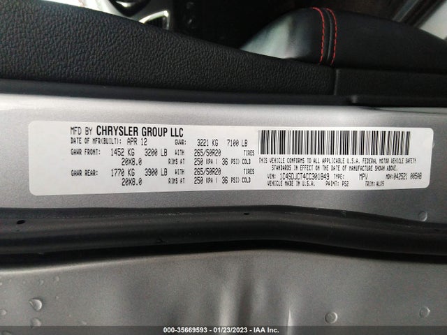 Dodge Durango R/t 2012 1C4SDJCT4CC301849 Image 9