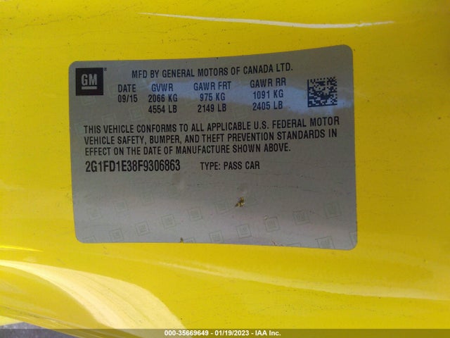 2015 Chevrolet Camaro, VIN: 2G1FD1E38F9306863