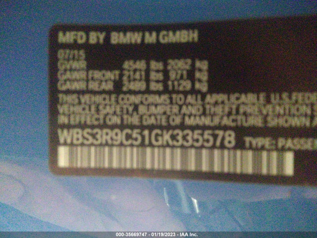 2016 BMW M4, VIN: WBS3R9C51GK335578