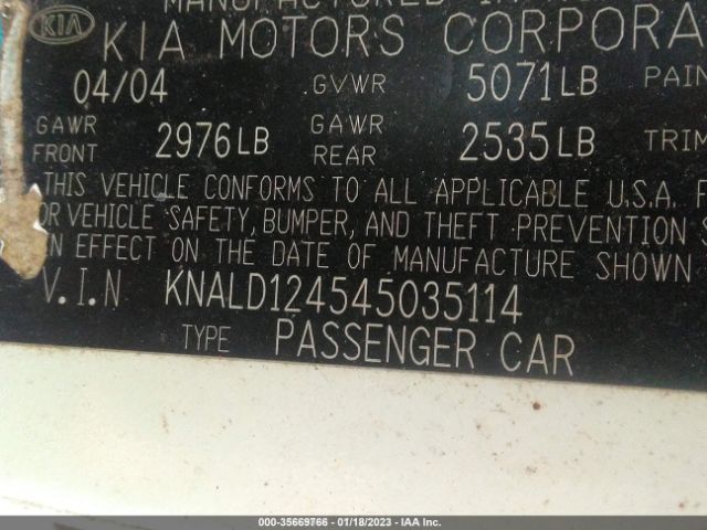 KNALD124545035114 KIA Amanti