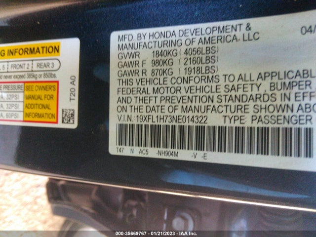 Honda Civic Hatchback Ex-l 2022 19XFL1H73NE014322 Image 10