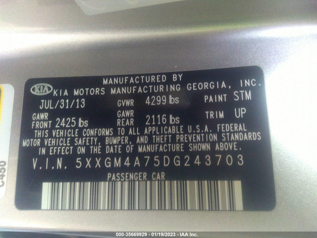 KIA Optima Lx 2013 5XXGM4A75DG243703 Image 9