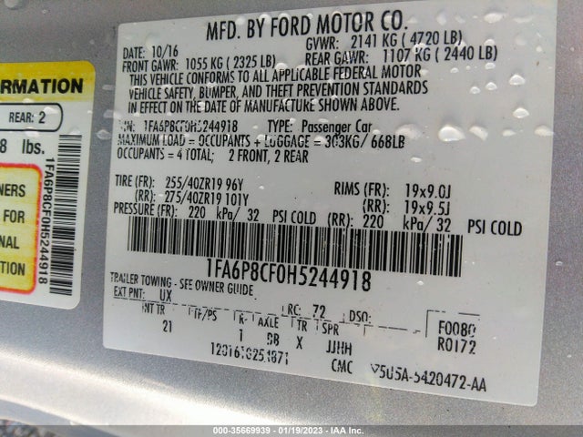 2017 Ford Mustang, VIN: 1FA6P8CF0H5244918