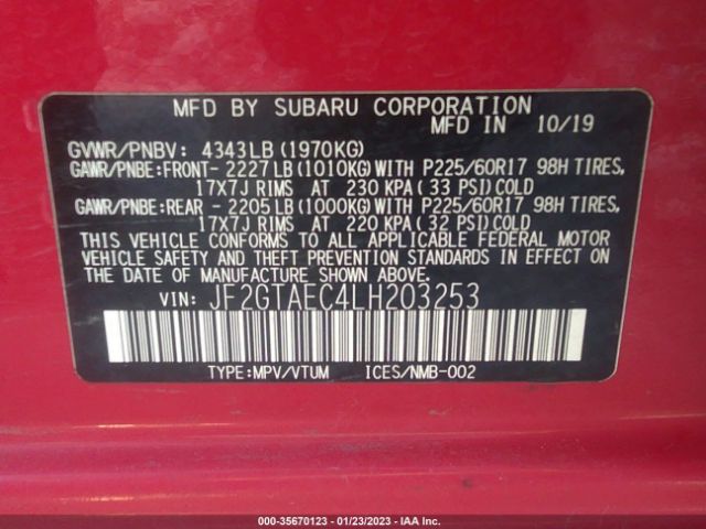 JF2GTAEC4LH203253 Subaru Crosstrek Premium