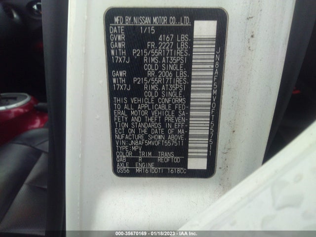 2015 Nissan Juke, VIN: JN8AF5MV0FT557511