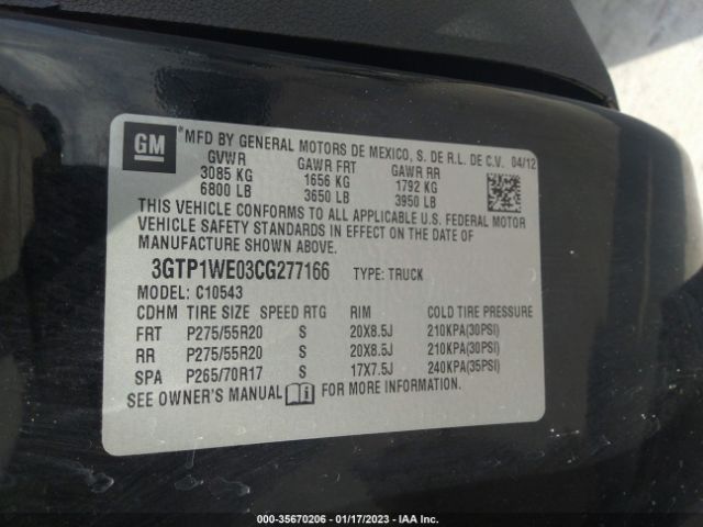 3GTP1WE03CG277166 GMC Sierra 1500 Slt