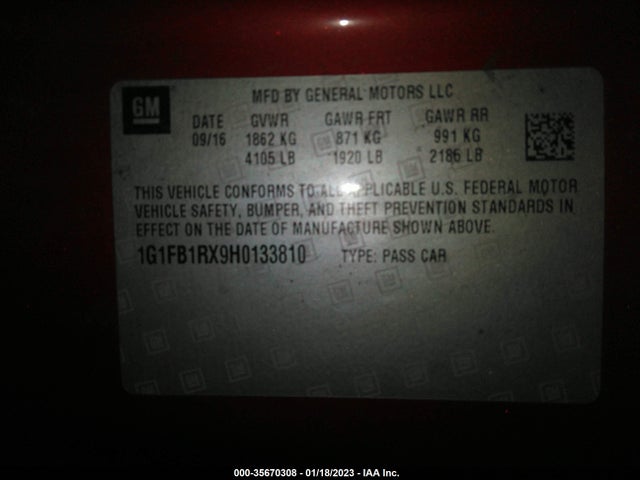 Chevrolet Camaro 1lt 2017 1G1FB1RX9H0133810 Image 11