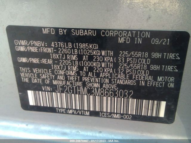 JF2GTHMC3M8663032 Subaru Crosstrek Limited