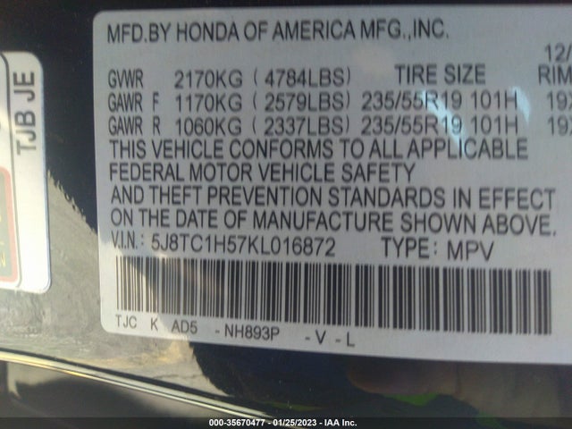 2019 Acura RDX, VIN: 5J8TC1H57KL016872