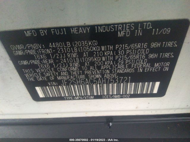 JF2SH6AC5AH753721 Subaru Forester 2.5x