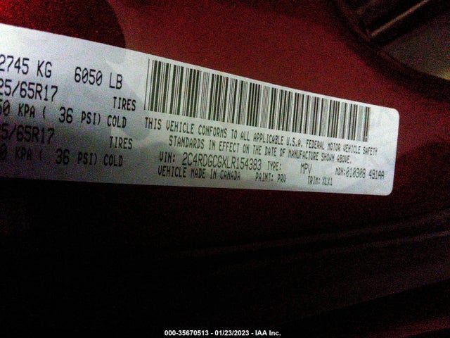 2020 Dodge Grand Caravan, VIN: 2C4RDGCGXLR154383