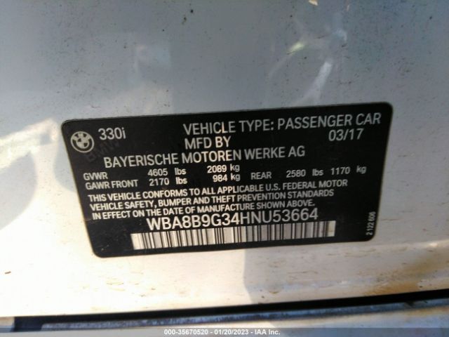 WBA8B9G34HNU53664 BMW 3 Series 330i