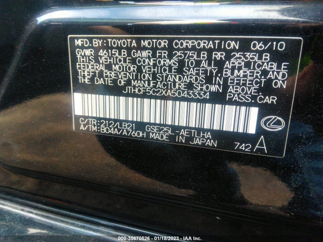 Lexus IS 250 2010 JTHCF5C2XA5043334 Image 10