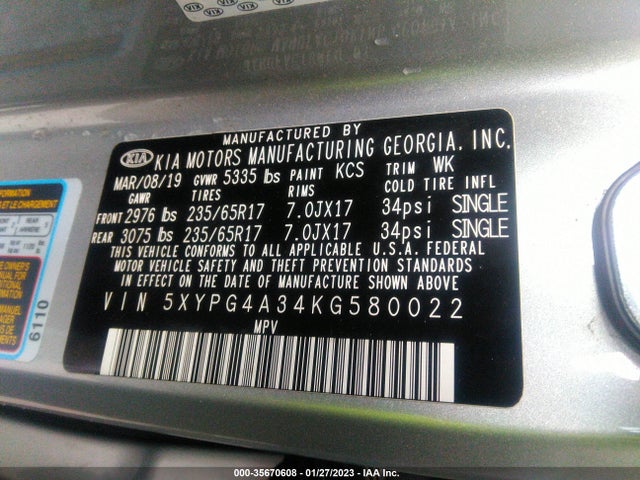 KIA SORENTO L 2019 5XYPG4A34KG580022 Image 9