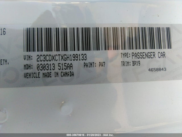 2016 Dodge Charger, VIN: 2C3CDXCTXGH199133