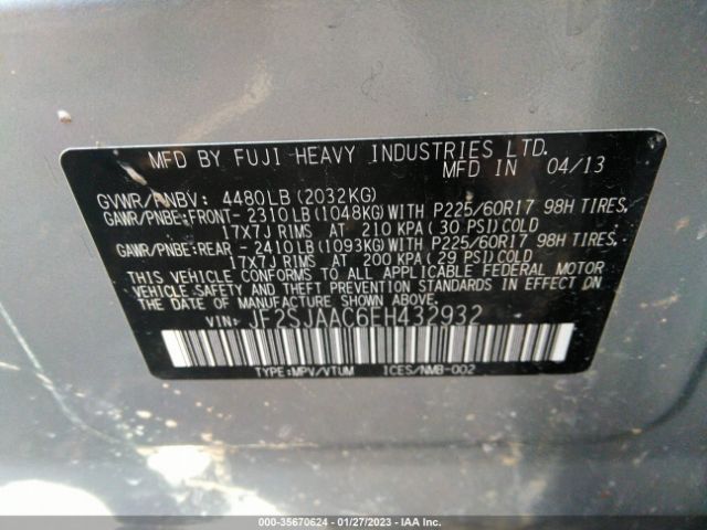 JF2SJAAC6EH432932 Subaru Forester 2.5i