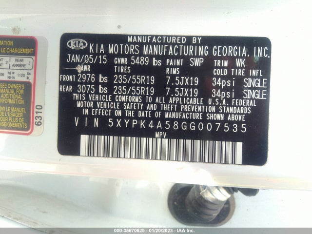 KIA Sorento Sxl 2016 5XYPK4A58GG007535 Image 9
