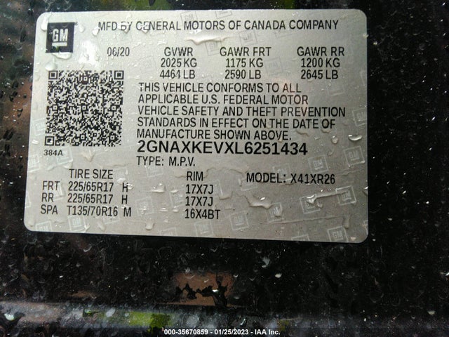Chevrolet EQUINOX LT 2020 2GNAXKEVXL6251434 Image 9