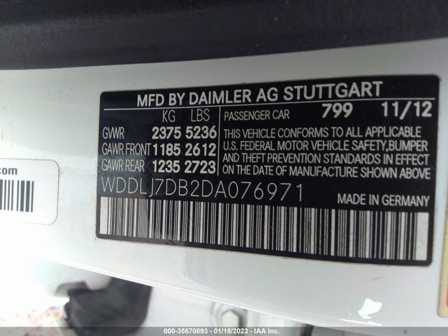 2013 MERCEDES-BENZ CLS-CLASS CLS 550 VIN: WDDLJ7DB2DA076971
