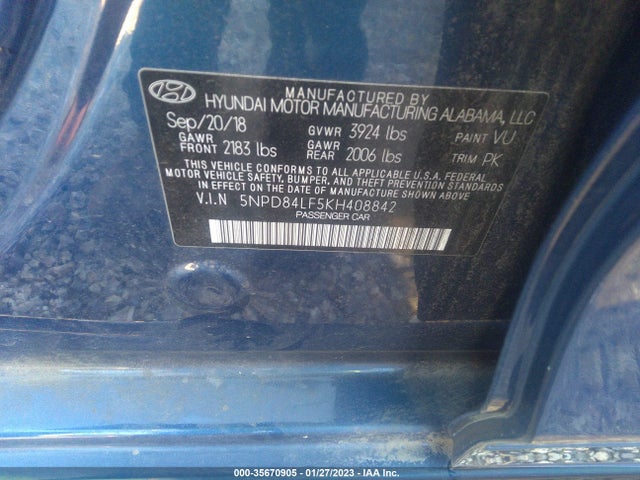 Hyundai ELANTRA SEL 2019 5NPD84LF5KH408842 Image 14