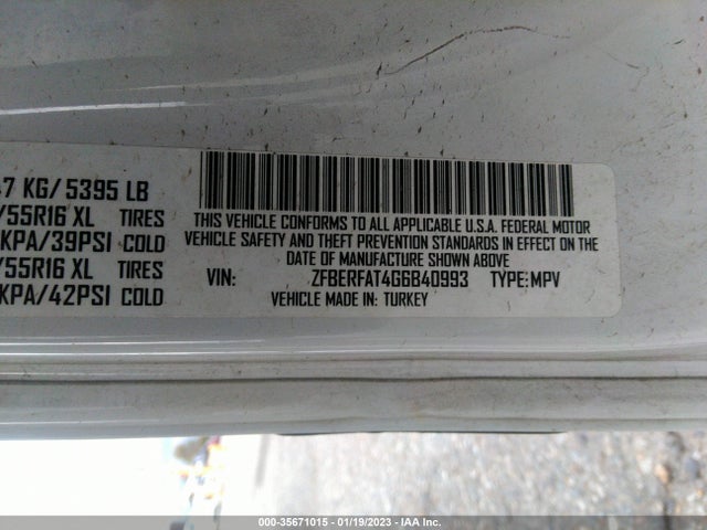 2016 Ram Promaster City, VIN: ZFBERFAT4G6B40993